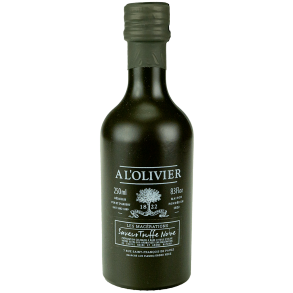 A L'OLIVIER JOMFRUOLIVENOLIE MED SORT TR�FFEL, 250 ML.