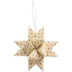 FLETTET SJERNE MED GRNNE PRIKKER - 16 CM