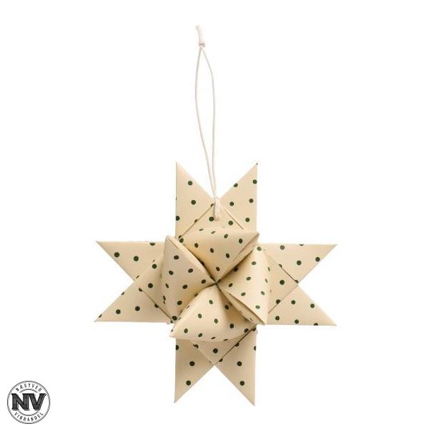 FLETTET SJERNE MED GRNNE PRIKKER - 16 CM