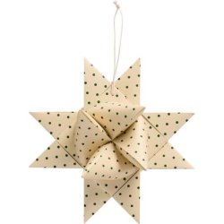 FLETTET SJERNE MED GRNNE PRIKKER - 21 CM