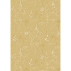 IB LAURSEN GAVEPAPIR, SENNEPSGUL MED BLOMSTERGRNE - 5 METER