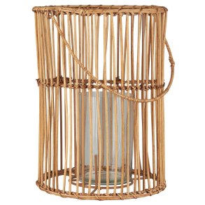 IB LAURSEN LYGTE I RATTAN MED GLASINDSATS OG HANK