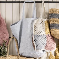 IB LAURSEN TASKENET MED BL� &amp; HVIDE STRIBER