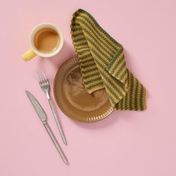 IB LAURSEN MYNTE STRIKKET KARKLUD - M�RK GR�N &amp; ORANGE STRIBET