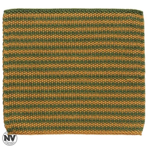 IB LAURSEN MYNTE STRIKKET KARKLUD - M�RK GR�N &amp; ORANGE STRIBET