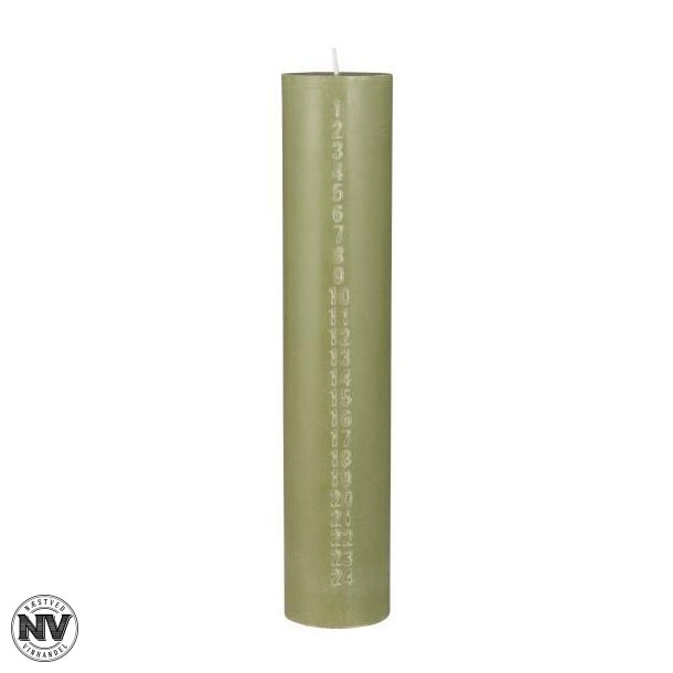 KALENDERLYS, STVGRN MED PRGEDE TAL