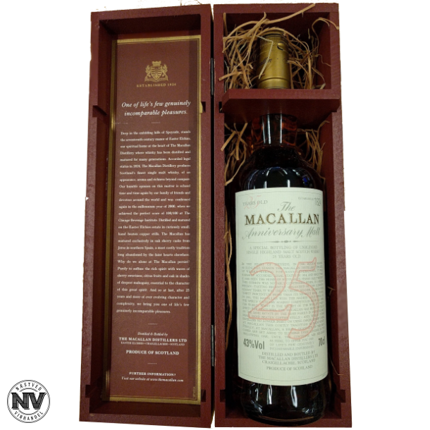 THE MACALLAN 25 R ANNIVERSARY MALT, SHERRY OAK, SINGLE MALT WHISKY - RED BOX