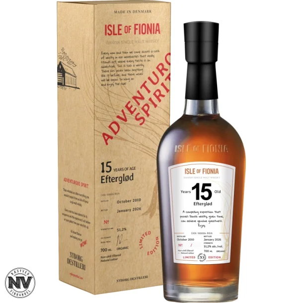 ISLE OF FIONIA, EFTEGL�D 15 �RS LIMITED EDITION, �KOLOGISK DANSK SINGLE MALT WHISKY