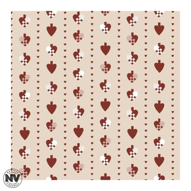 STILLENAT, SERVIET MED JULEHJERTER - 20 STYK